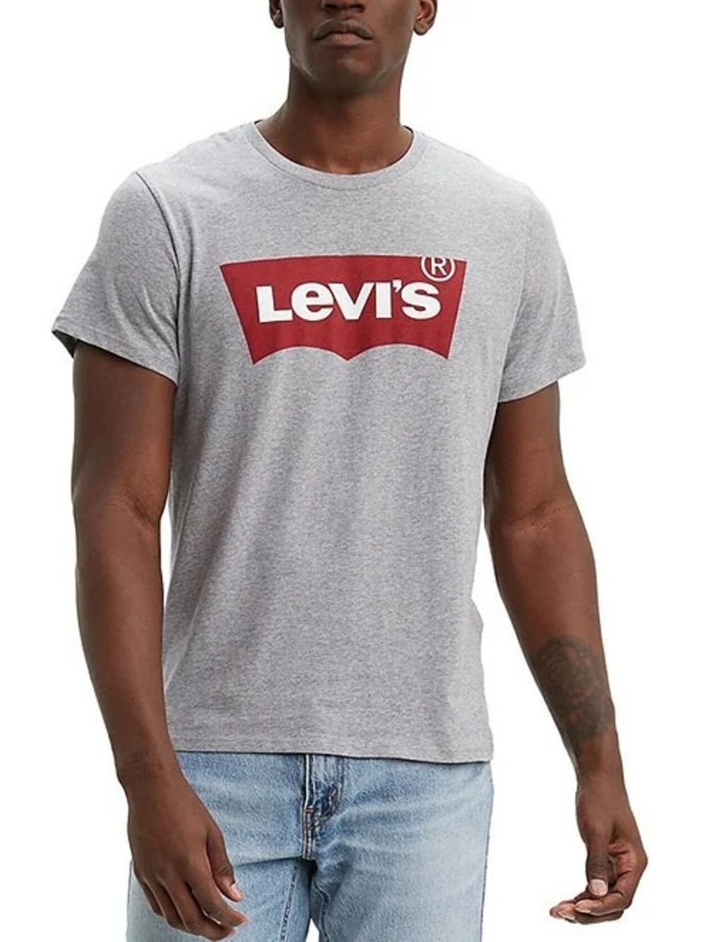 Levi's Grey Short Sleeve Crewneck Tee with Red Logo